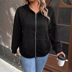 Damen Kapuzenjacke mit strukturiertem Waffelmuster und praktischem Reißverschluss R&B
