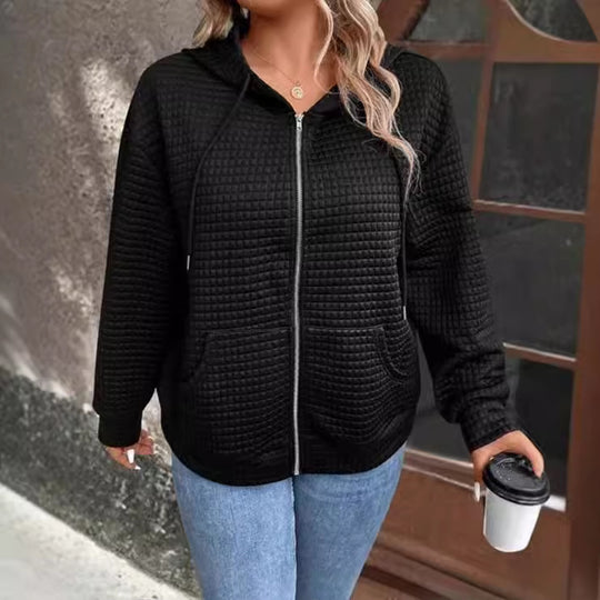 Damen Kapuzenjacke mit strukturiertem Waffelmuster und praktischem Reißverschluss R&B