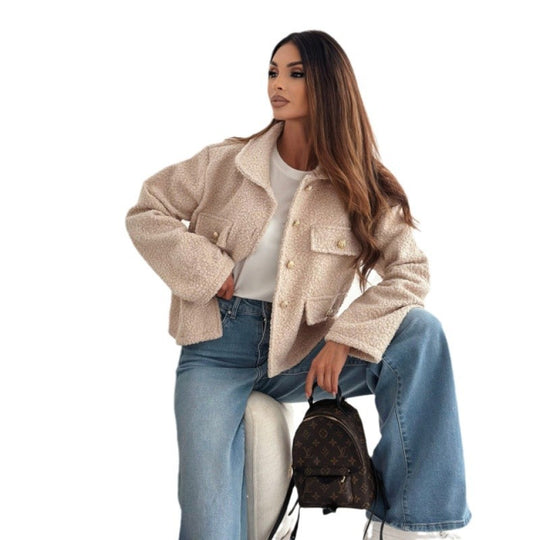 Damen Fleecejacke mit eleganten Knopfdetails und praktischen Taschen R&B