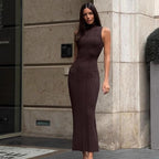 Damen Satin Maxikleid eng anliegend