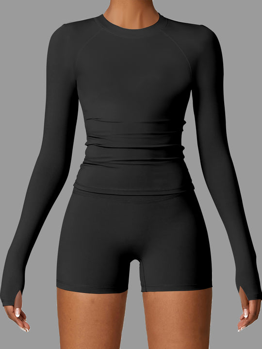 Damen Sportliche Langarm-T-Shirt mit figurformendem Design R&B