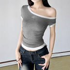 Damen figurbetontes Kurzarmshirt R&B