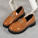 Damen Loafer mit glänzender Oberfläche und modischem Schnallenakzent R&B