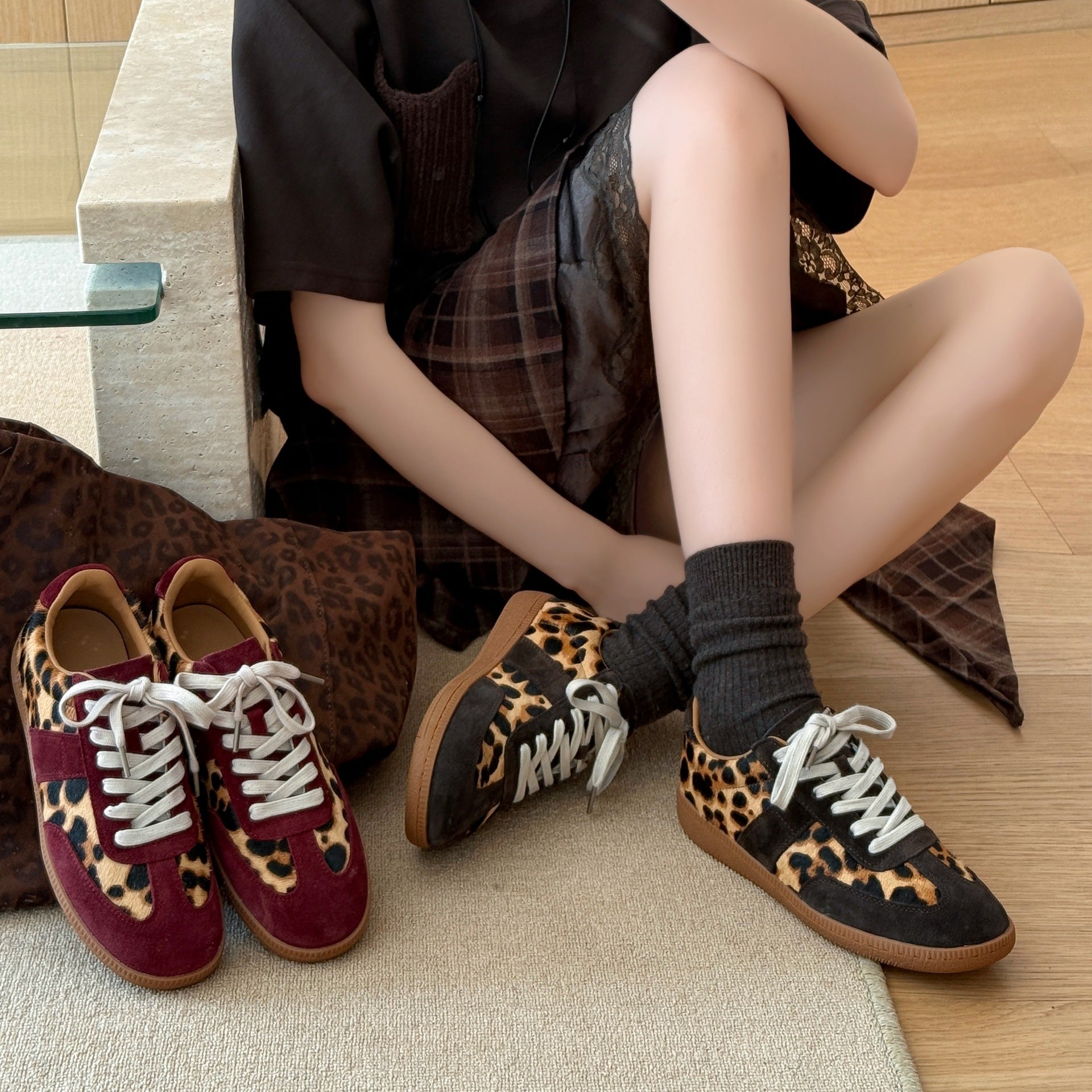 Damen modische Sneaker im zeitlosen Leo-Muster mit weichem Obermaterial
