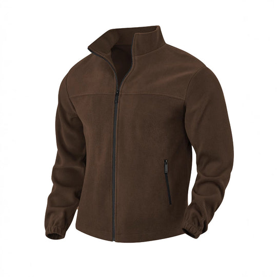 Herren nan warme Fleecejacke mit Reißverschluss, Stehkragen und Reißverschlusstaschen R&B