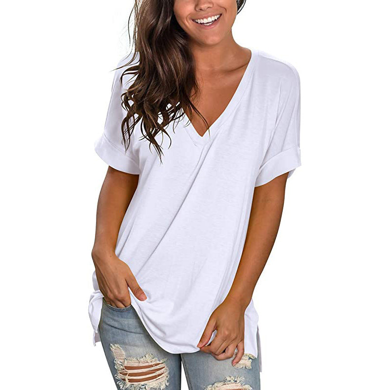 Damen Freizeit V-Ausschnitt T-Shirt R&B
