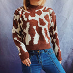 Damen gemusterter Pullover mit modernem Tierdruck R&B