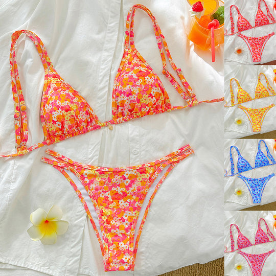 Damen Triangel-Bikini mit floralen Mustern R&B