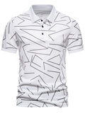 Herren Poloshirt mit modernem geometrischem Muster und atmungsaktiven Eigenschaften