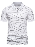 Herren Poloshirt mit modernem geometrischem Muster und atmungsaktiven Eigenschaften
