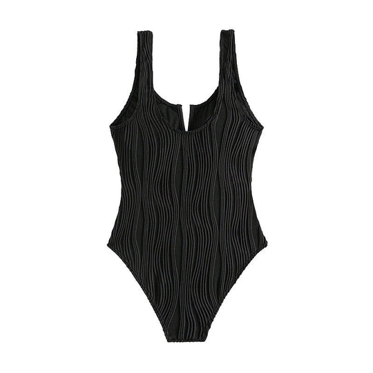 Damen Hochgeschnittener Badeanzug mit strukturiertem Design R&B