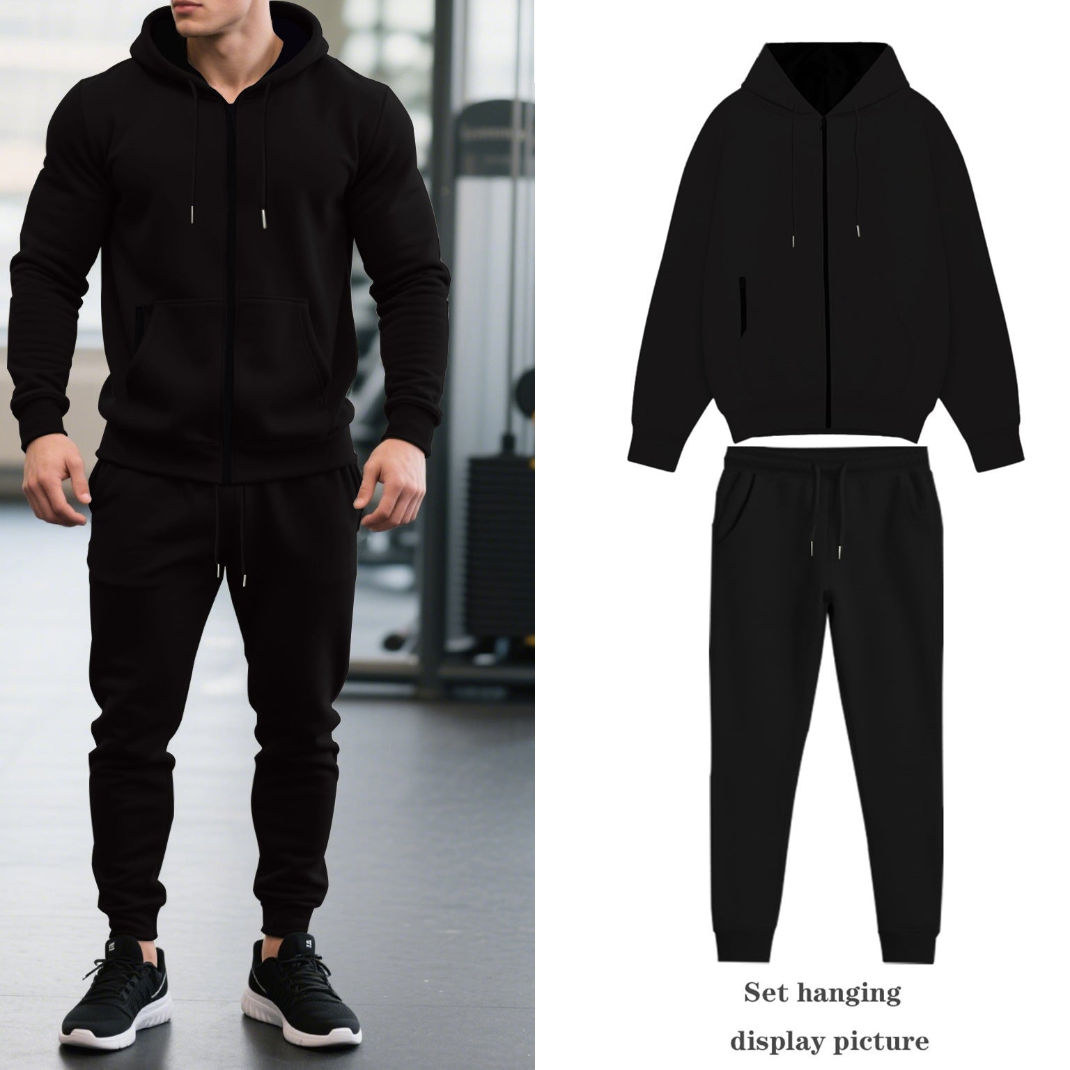 Herren nan zweiteiliges Performance Fleece Jogginganzug-Set mit Kapuzenjacke, verdecktem Reißverschluss und tapered Jogginghose R&B