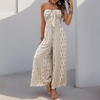 Damen Jumpsuit mit Bandeau-Oberteil und weiten Beinen R&B