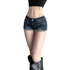 Damen Denim-Shorts mit ausgefranstem Saum R&B