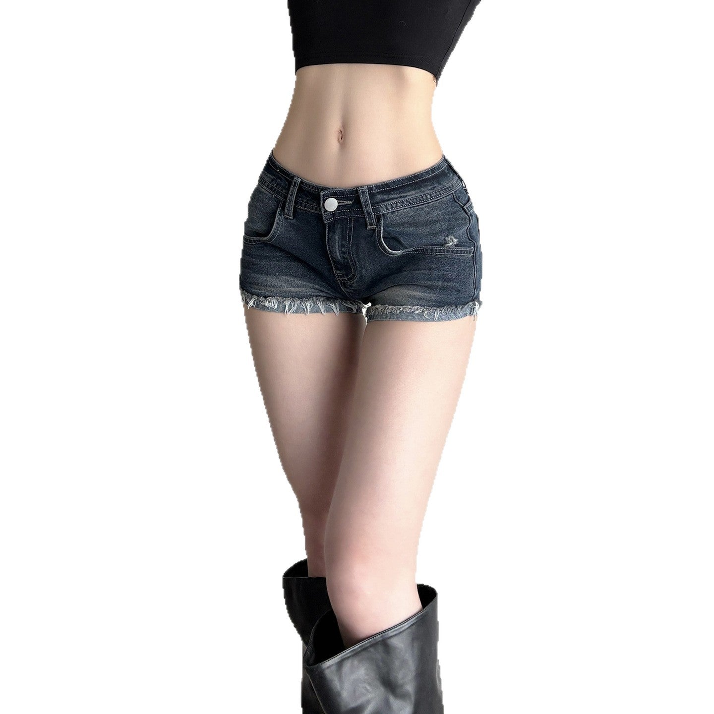Damen Denim-Shorts mit ausgefranstem Saum R&B