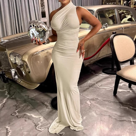 Damen Elegantes Wickel-Maxikleid mit asymmetrischem Ausschnitt und luxuriösem Schnitt R&B