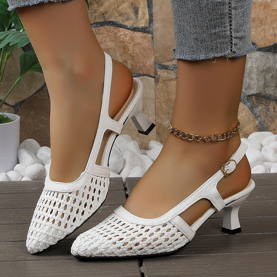 Damen Sling-Sandalen mit durchbrochenem Design und elegantem Blockabsatz R&B