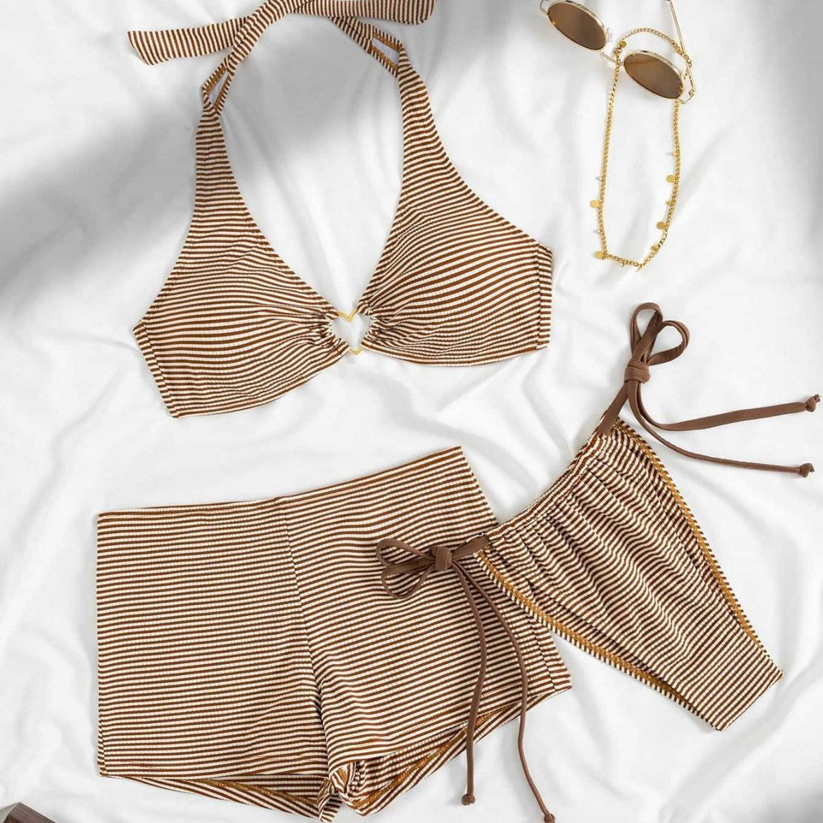 Damen Trendiger Bikini mit asymmetrischen Schnürungen R&B