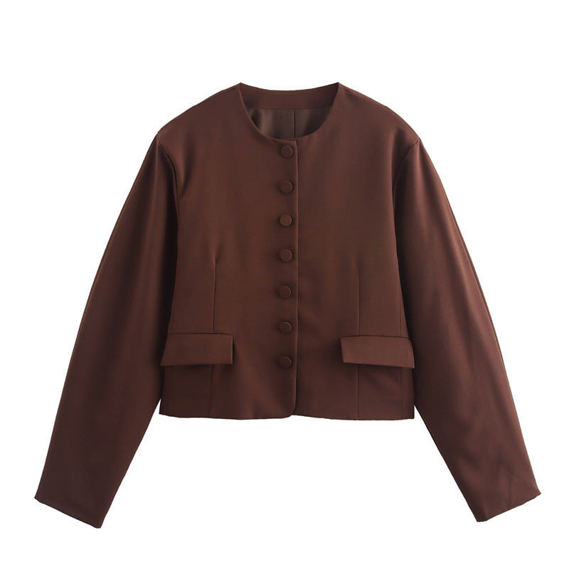 Damen Stilvolle Kurzjacke mit Knopfdetails R&B