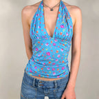 Damen Sommerliches Oberteil mit floralem Design und seitlichen BindR&Bändern R&B