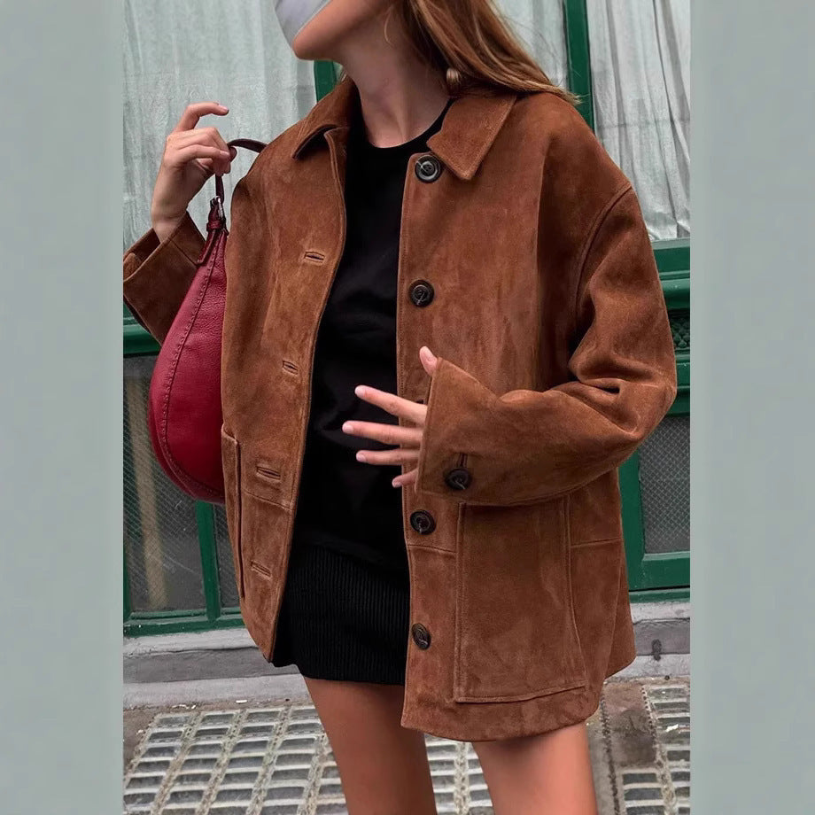 Damen lässige Wildlederjacke R&B