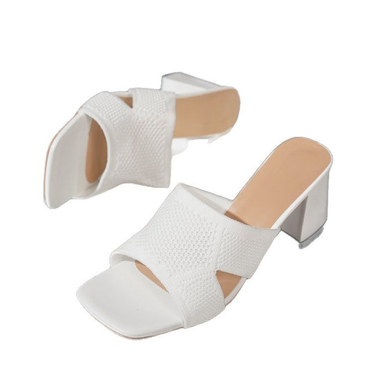 Damen elegante und bequeme Blockabsatzpantoletten R&B