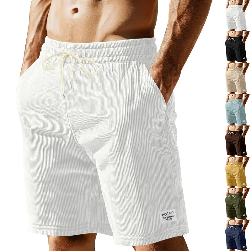 Herren nan knielange Lounge-Shorts im Rippenstrukturjersey mit elastischem Kordelzugbund und aufgesetzten Eingrifftaschen R&B