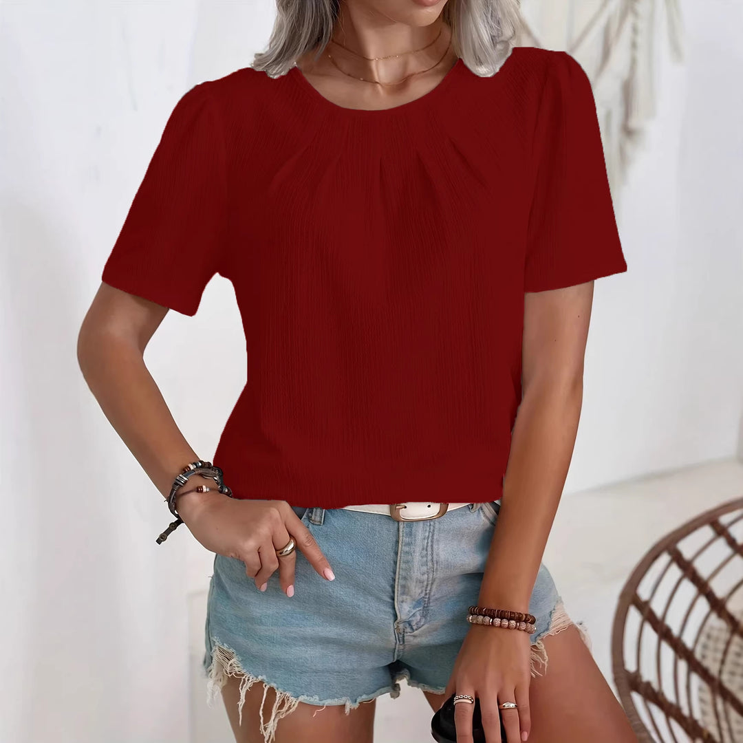 Damen Modisches Oberteil mit strukturiertem Design und Puffärmeln R&B