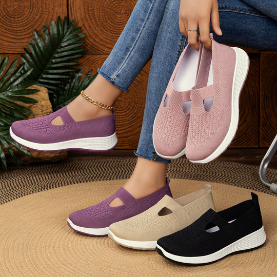 Damen Komfortable Slip-On Sportschuhe mit atmungsaktivem Obermaterial R&B