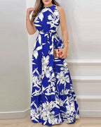 Damen Langärmliges Maxikleid mit floralem Muster und tailliertem Schnitt R&B
