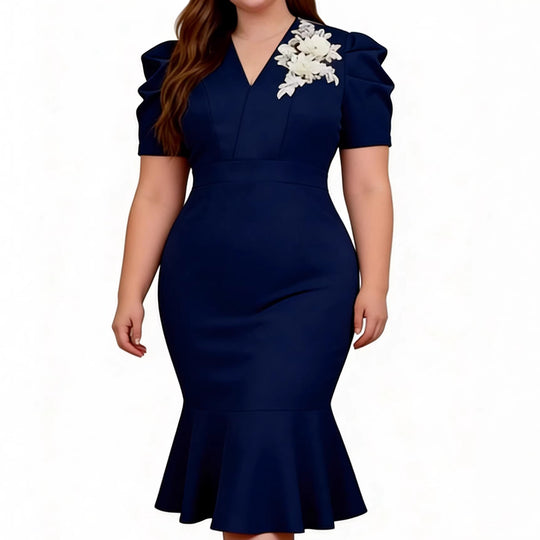 Damen Figurbetontes Kleid mit Volant und floralem Akzent R&B