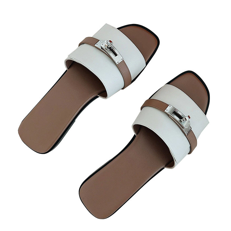 Damen elegante Flip-Flops mit modischen Riemen und komfortablem Fußbett R&B