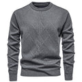Herren Strickpullover mit strukturiertem Rautenmuster und klassischem Rundhalsausschnitt