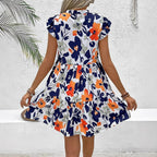 Damen Blusenkleid mit floralem Design und Rüschendetails R&B
