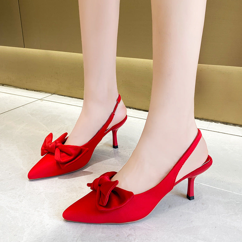 Damen elegante Slingback-Pumps mit modischem Schleifen-Detail und komfortablem Blockabsatz R&B