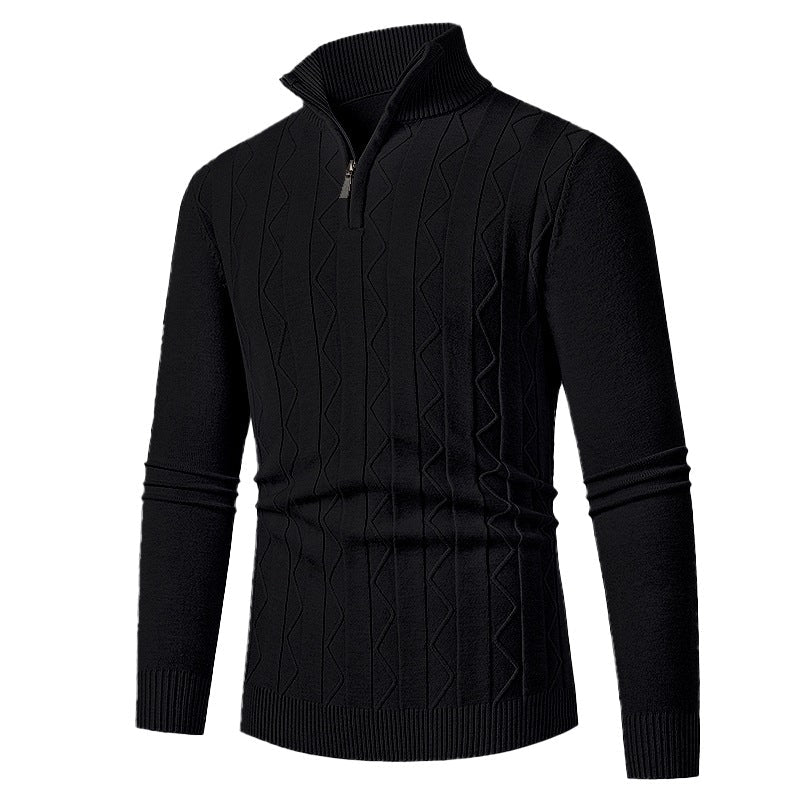 Herren Pullover mit modernem Stehkragen und strukturiertem Zopfmuster