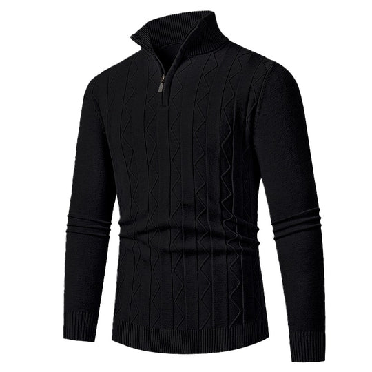Herren Pullover mit modernem Stehkragen und strukturiertem Zopfmuster R&B