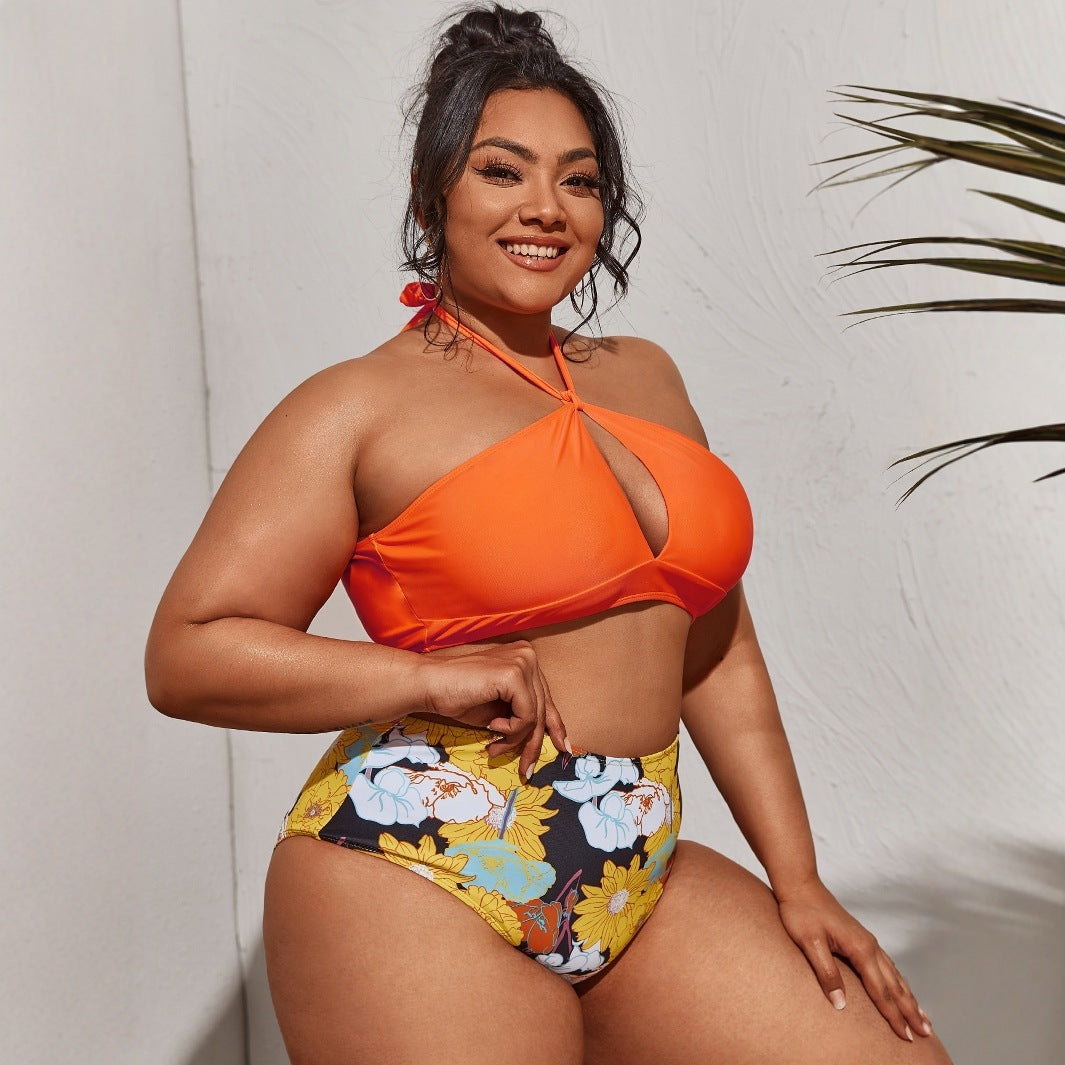 Damen Bikini-Set mit hoher Taille und verspieltem Blumenmuster R&B