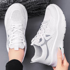 Damen nan nahtloser Performance-Walking-Sneaker mit atmungsaktivem Strickoberteil, verstärkter Zehenkappe und extrahoher Dämpfungsplateausohle R&B