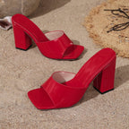 Damen Plateau-Mules mit transparentem Riemendesign und robustem Blockabsatz R&B