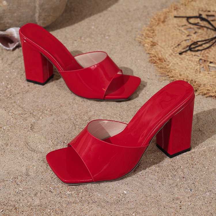 Damen Plateau-Mules mit transparentem Riemendesign und robustem Blockabsatz R&B