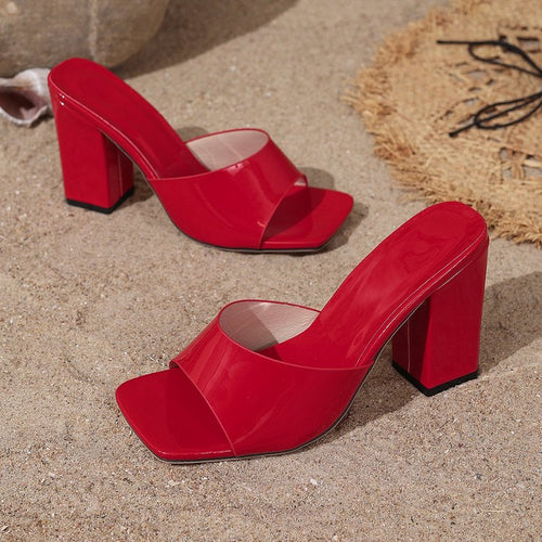 Damen Plateau-Mules mit transparentem Riemendesign und robustem Blockabsatz R&B