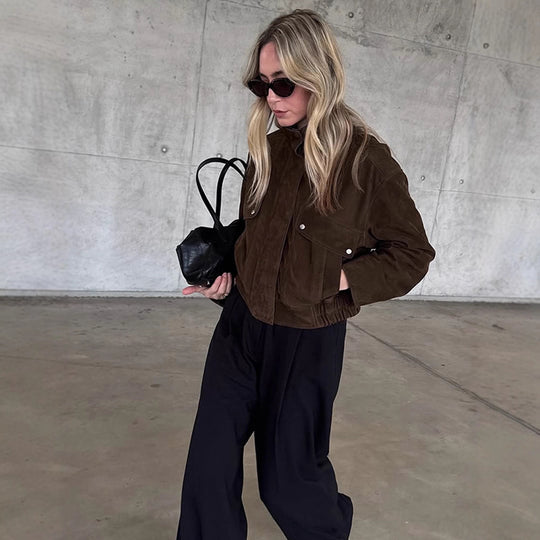 Damen Kunstlederjacke mit strukturiertem Schnitt und praktischen Taschen R&B
