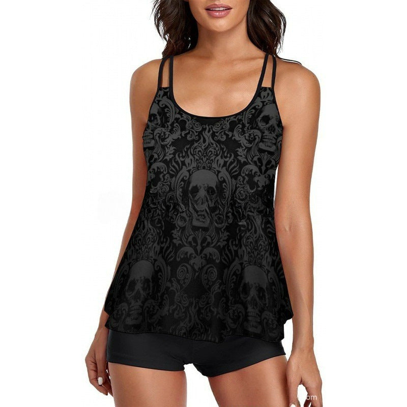 Damen Sportliches Tankini-Set mit bequemem Shorts und verstellbaren Trägern R&B
