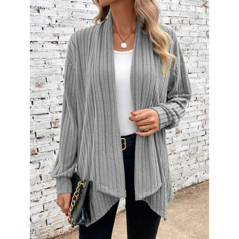 Damen Gestreifter Cardigan mit offenem Schnitt und langen Ärmeln R&B