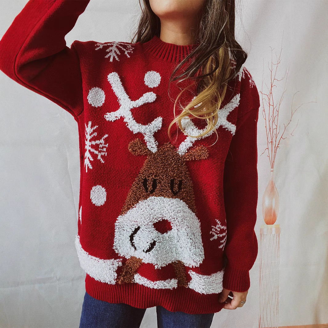 Damen Kuscheliger Weihnachts-Pullover mit lustigem Rentier-Motiv R&B