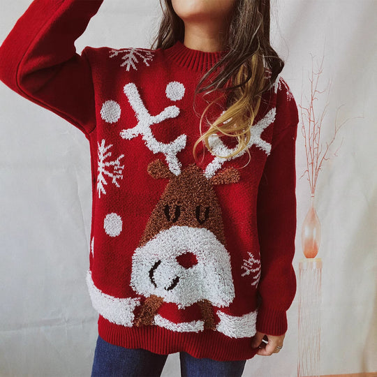 Damen Kuscheliger Weihnachts-Pullover mit lustigem Rentier-Motiv R&B