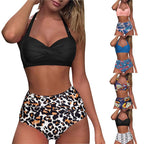Damen Hochtaillierter Karobikini mit gerafftem Oberteil R&B