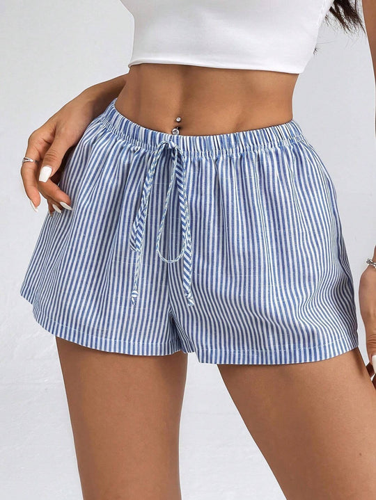 Damen gestreifte Freizeithose mit verstellbarem Kordelzug R&B