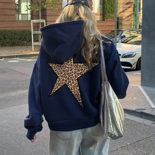 Damen Kapuzenpullover mit glitzerndem Sternmotiv R&B